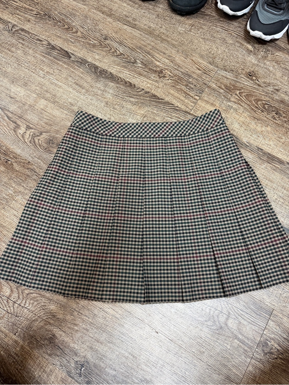 Sunday Best Plaid Pleated Skater Skirt in Olive, Black and Red